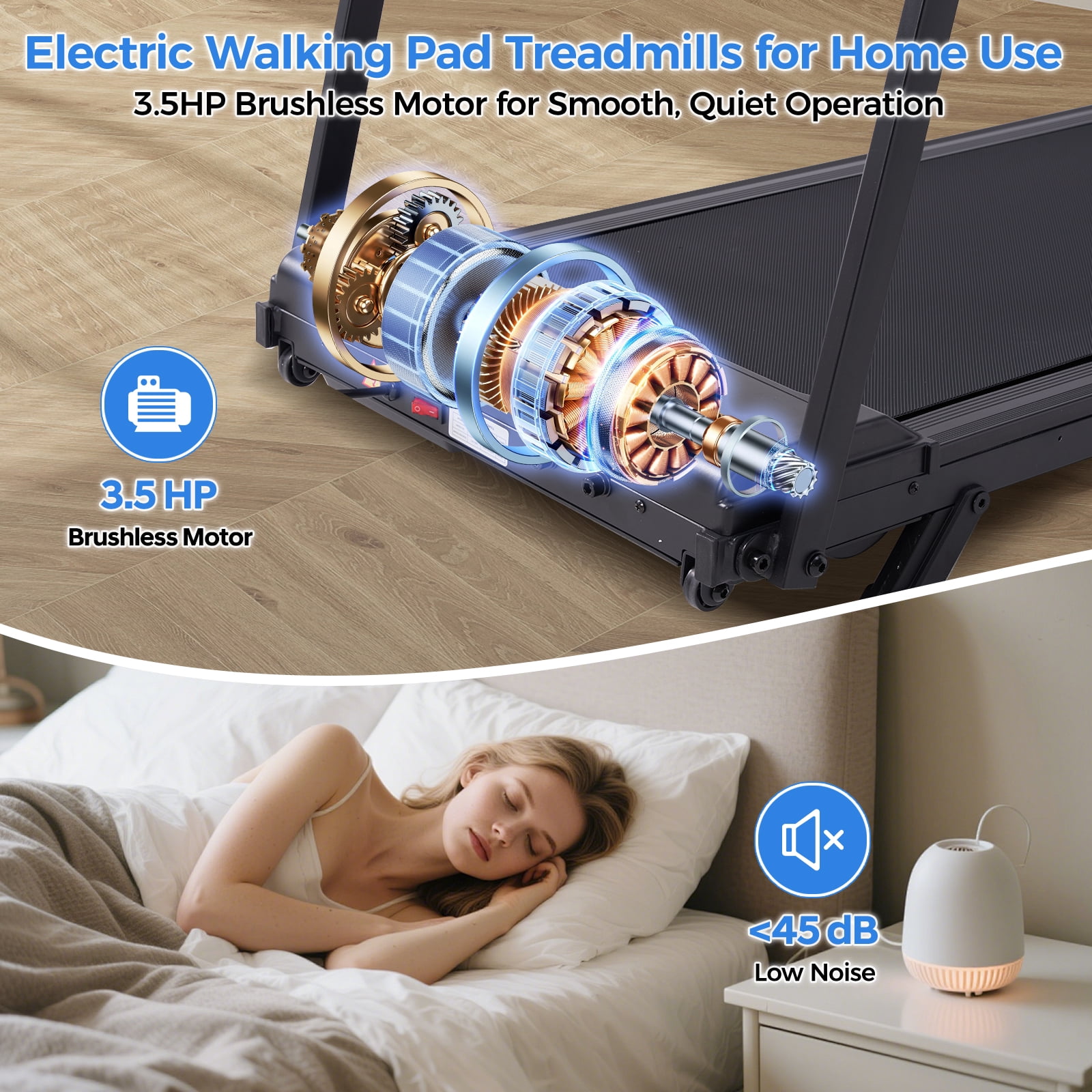 Walking Pad Treadmills for Home Workouts,3.5HP Compact Foldable Treadmill with Handles,Folding Portable Treadmills with LED Display,0.6-10mph,400 lbs