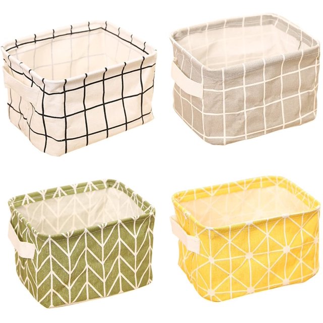 4 Pack Of Folding Storage Basket, Small Baby Linen Storage Organizer Sets Plastic Storage Box Organizer (20x16x13 Cm)