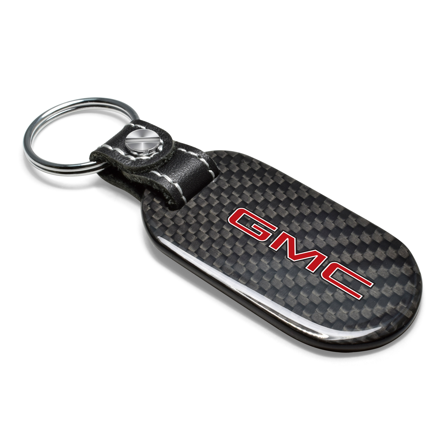 iPick Image for GMC in Red Real Black Carbon Fiber Tag Style Key Chain, Official Licensed