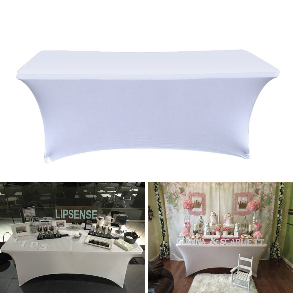 4' 6' 8' ft  Rectangular Fitted Tablecloth Spandex Stretch Table Cover Wedding 