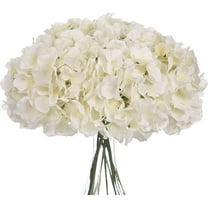 Silk Hydrangea Heads with Stems Artificial Flowers Heads for Home Wedding Decor(Off White 20PCS)