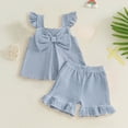 thumbnail image 2 of CAUYDY Toddler Baby Girl Summer Clothes Daisy Print Sleeveless Ruffled Tank Tops Shorts Cute Baby Girl Outfit for Kid Girls 2T 3T 4T (Sizes 18-24 Months,H03-Sky Blue), 2 of 4