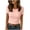 Pink, variant on Womens Casual Ribbed Crop T Shirts Short Sleeve Scallop Neck Slim Fitted Tops for Everyday Wear