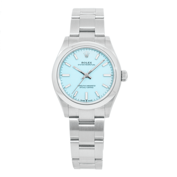 Pre-Owned Rolex Oyster Perpetual 277200 31MM Light Blue Dial With Stainless Steel Oyster Bracelet And Smooth Bezel