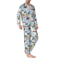 thumbnail image 2 of Naloa Watercolor Sailboat Men’s Pajamas Set - Long Sleeve Button Down Sleep Shirt and Pajama Bottoms Sleepwear Set-X-Large, 2 of 7