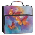 thumbnail image 2 of Water-Resistant 3-Ring Binder Organizer with Multiple Pockets Zipper Binder Bag for Office Red and Orange Butterflies, 2 of 8