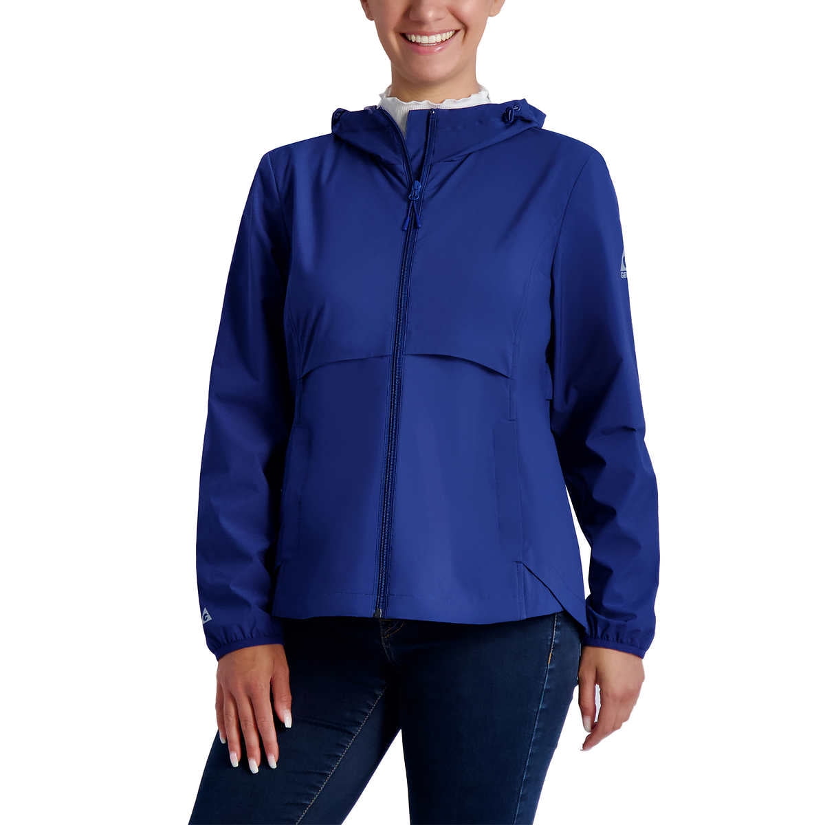 Gerry Ladies' Packable Rain Jacket Women's Rain Coat Bag Included, Blue