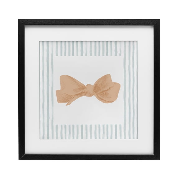 Stupell Industries Modern Pastel Bow in Striped Border Black Framed Print Under Glass, 13 x 13, by Patricia Pinto