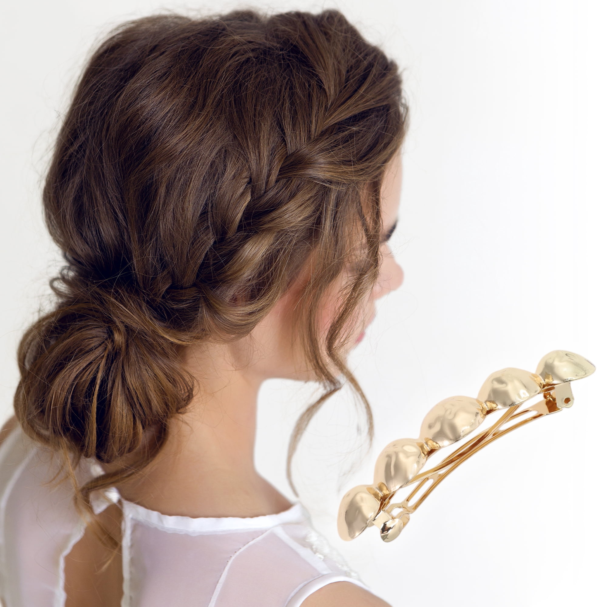 Unique Bargains Elegant Round Hair Clips for Home Use with Gold Tone Design