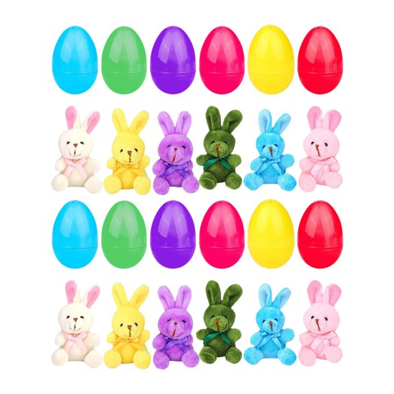 Huevos de Pascua con animales de peluche favores de fiesta bricolaje de cesta de decoración suave rellenos para niños cumpleaños amigos 12 set