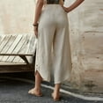 thumbnail image 5 of Tittly Cotton Pants for Women Pants for Women Trendy Womens Capri Pants Wide Leg Yoga Capris Summer Casual Lounge Cropped Pants with Pockets Comfy Pants Women Flowy Pants Beige L, 5 of 7
