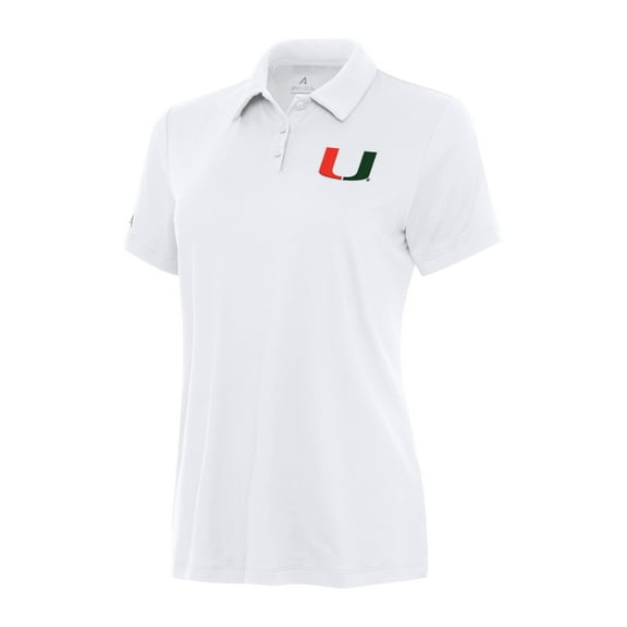 Women's Antigua White Miami Hurricanes Reprocess Polo