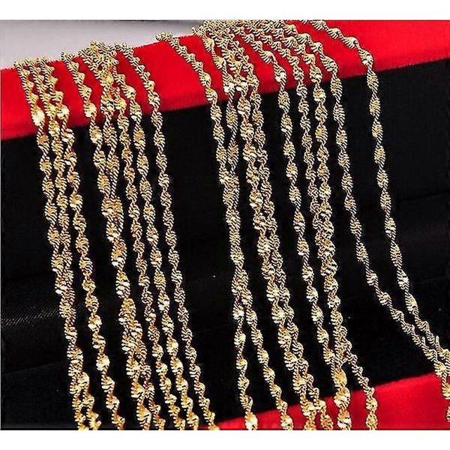 Venta al por mayor, 5 piezas, fabricación de joyas de bricolaje, doble onda de agua, collares rellenos de oro de 18 k, cadenas, 18 pulgadas
