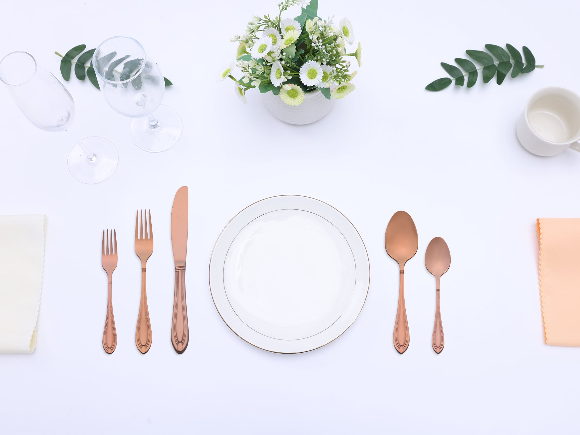 Unique Bargains 20 Pieces Stainless Steel Flatware Silverware Set Rose Gold