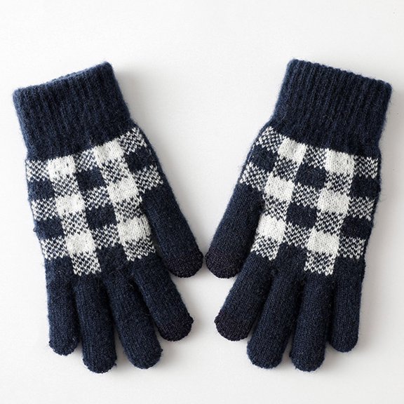 Sales Today Winter Gloves GIJNRIUIUA Under $3 Women Winter Screen Gloves Warm Knit Gloves Elastic Cuff Winter Men Texting Gloves Blue Gloves & Mittens