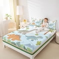thumbnail image 4 of jejeloiu Kawaii Dinosaur Twin Sheet Sets,Hawaii Coconut Tree Bedding For Dino Boys 3 Pieces, 4 of 7