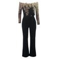 thumbnail image 3 of BKQCNKM Wide Leg Pants For Women Women'S Pants Jumpsuit Wide Leg Romper Off Ladies Up Women Casual Lace Lace Shoulder Playsuit Women'S Jumpsuit Work Pants For Women Black L, 3 of 5
