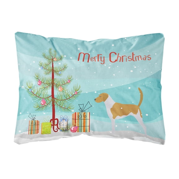 Carolines Treasures BB2916PW1216 Foxhound Merry Christmas Tree Canvas Fabric Decorative Pillow, 12H x16W,