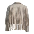 thumbnail image 3 of haxmnou womens fashion soild long sleeve slim tassel short moto biker coats jackets beige xl, 3 of 8