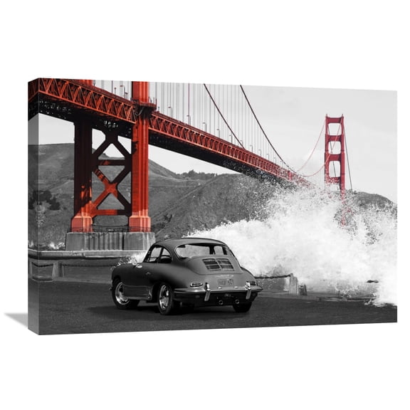 Global Gallery Gasoline Images,'Under the Golden Gate Bridge, San Francisco (BW)' Stretched Canvas Artwork