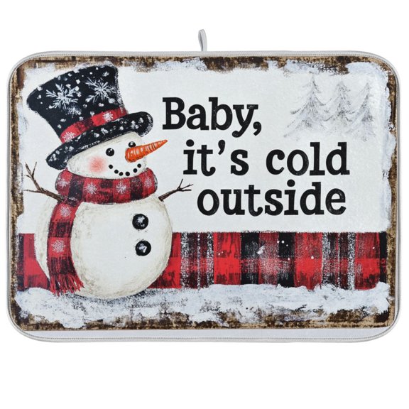 BZSMCE Dish Drying Mat Smiled Snowman Design Drying Mats