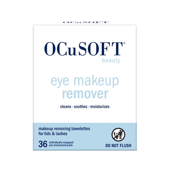 OCuSOFT Beauty Eye Makeup Remover, Individually Wrapped Makeup Removing Towelettes for the Face, Lids and Lashes, 36 Count