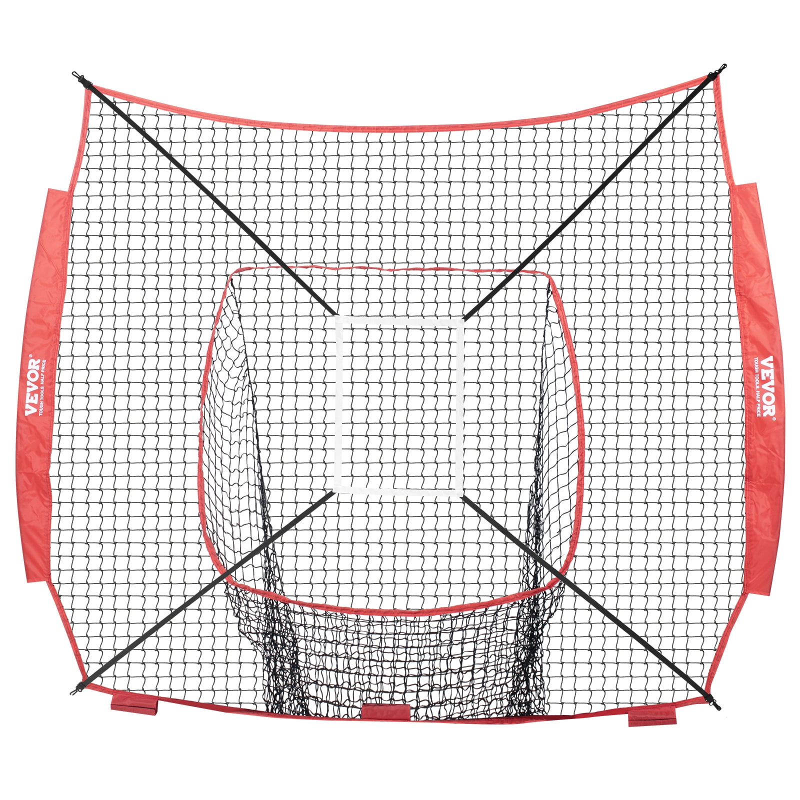 VEVOR 7x7 ft Baseball Softball Practice Net, Portable Baseball Training Net for Hitting Batting Catching Pitching, Backstop Baseball Equipment Training Aids with Strike Zone (Without framework)