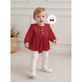 thumbnail image 4 of Miaouyo Infant Baby Girls 2Pcs Fall Romper 0 3 6 12 18 24 Months Long Sleeve Button Front Skirt Romper with Headband, 4 of 9