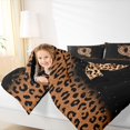 thumbnail image 3 of jejeloiu Leopard Bow tie Monogram Q Full Size Comforter Sets For Girls,Brown Sparkling Pattern Letter Design Bedding Sets,Black Reversible,3pcs, 3 of 7