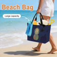 thumbnail image 3 of Pineapple Beach Bag for Women, Large Breathable Mesh Beach Tote Bag, Gold Yellow Navy Blue Tropical Fruit Summer Sandproof Lightweight Travel Bags for Vacation Picnic Swimming Pool 15.7"x15.7"x9.1", 3 of 9