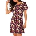 thumbnail image 2 of Naloa cool rock Skull record Print Women Nightgowns,Womens Loungewear,Short Sleeve Sleepwear,Comfy Ladies Nightdress, 2 of 6