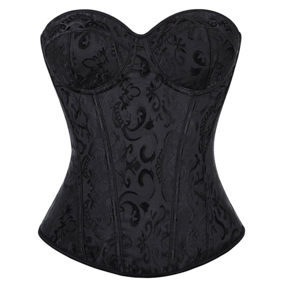 Vintage Corset Tops for Women Renaissance Shapewear Lace up Bustier | Elegant Overbust Shapewear Lingerie for Renaissance Fair, Gothic Party, Fairy, Halloween Cosplay Outfits, Black L