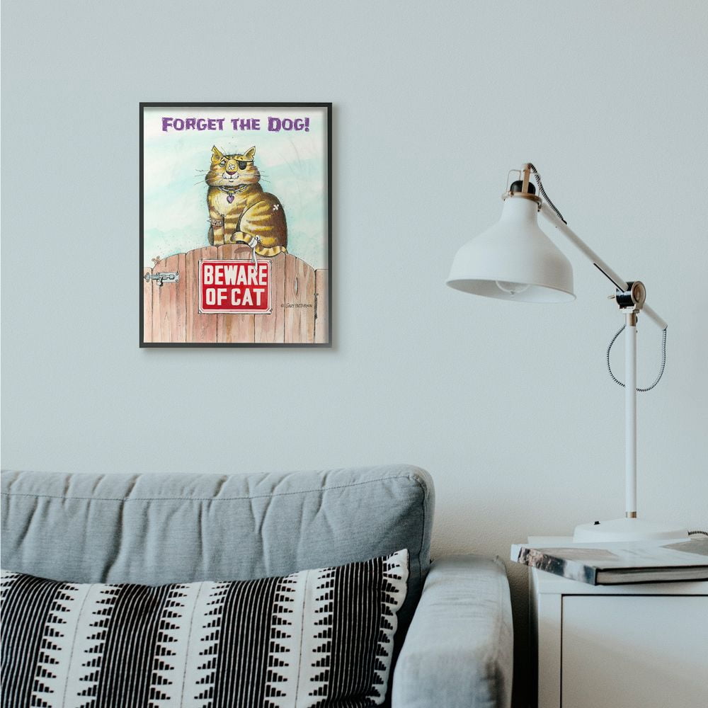 Stupell Industries Forget The Dog Funny Cat Cartoon Pet Design Framed Wall Art by Gary Patterson