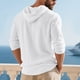 thumbnail image 3 of Blusa informal de manga larga con capucha para hombre, con cordón ajustable, de poliéster, con botones y cuello alto para playa, 3 of 5