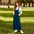 thumbnail image 3 of WOYY Girls Sleeveless Pinafore Dress Casual Loose Pocket Long Overall Dress, Navy, Sizes 5-14, 3 of 6