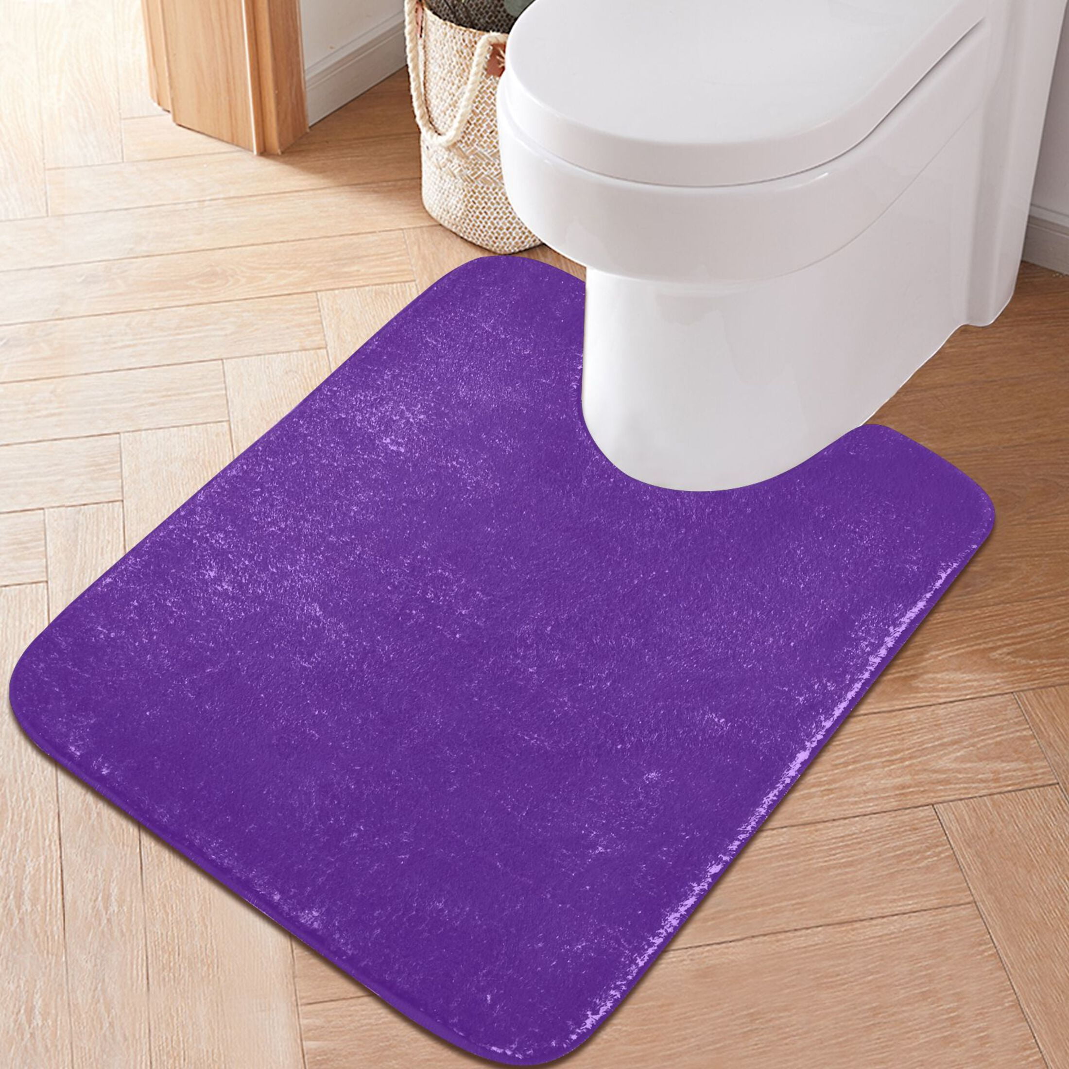 Ryvnso Dark Purple Bathroom Shaggy Rugs Toilet Mat Soft Contour Rug