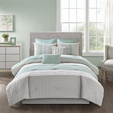 510 Design Tinsley 8 Piece Ultra Soft Quilted Comforter Set Bedding Queen Size Seafoam Grey Canada - Seafoam Green Bedding Grey 510 Design Tinsley 8 Piece Ultra Soft Quilted Comforter Set Bedding Queen Size Seafoam Grey Canada - Seafoam Green Bedding Grey