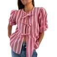 thumbnail image 3 of Women Y2K Peplum Tops Puff Short Sleeve Tie Up Blouse Shirt Summer Going Out Cute Babydoll Top Red M, 3 of 9