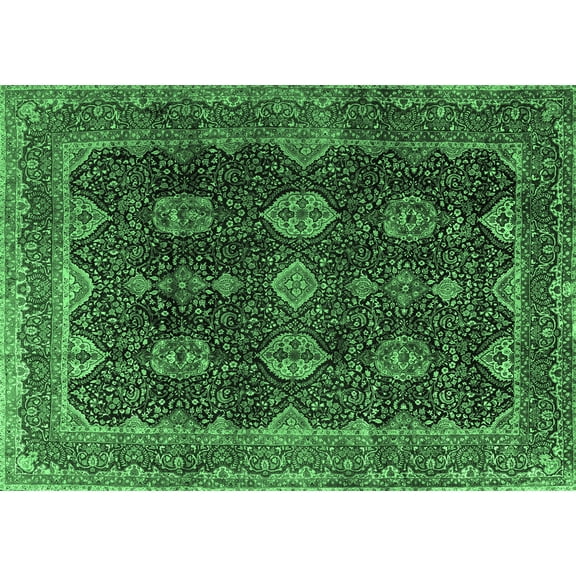 Ahgly Company Indoor Rectangle Persian Emerald Green Traditional Area Rugs, 5' x 7'