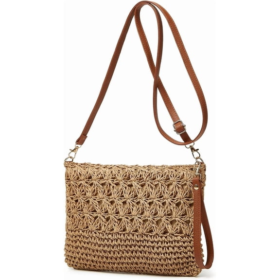 Straw Beach Bags For Women Rattan Purses Summer Straw Handwoven Bag Raffia Handbag Shoulder Bag Cross-body Square Bag