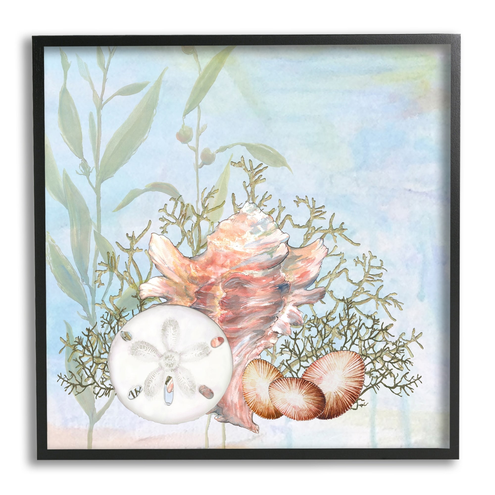 Stupell Industries Sea Life Coral Seashells Botanicals Underwater Ocean Framed Wall Art, 12 x 12, Design by Diannart