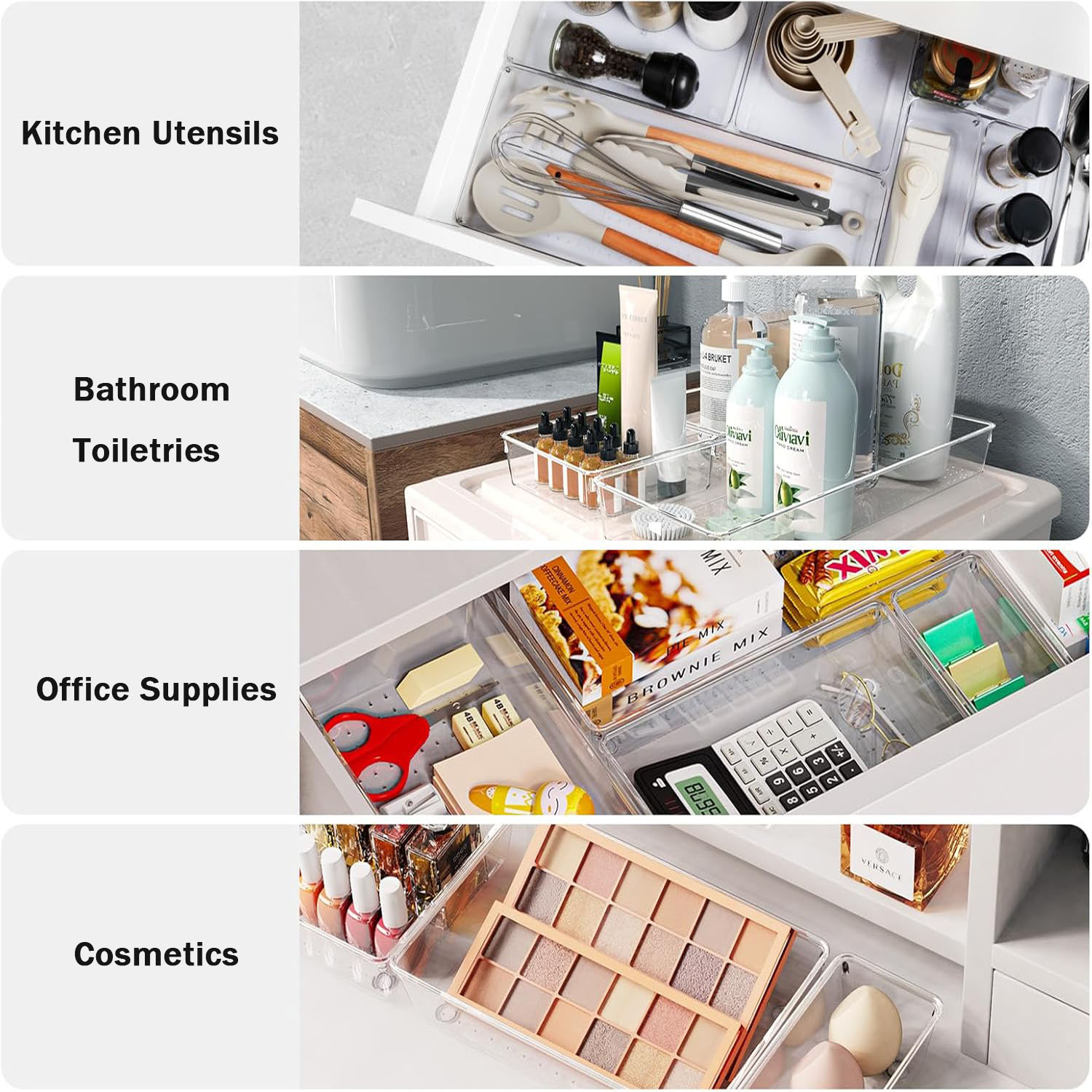 GARITIN 26-Piece Clear Plastic Drawer Organizer Bins photo 6