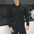 thumbnail image 6 of BangWanChi Men's Casual Solid Color Flap Button Shirts Long Sleeve Pullovers Lapel Top, 6 of 6