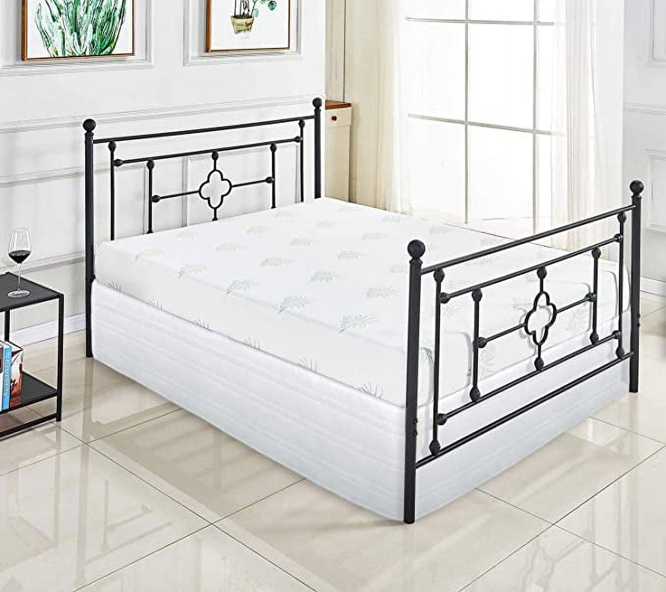 Marquess Tailored Bed Skirt Queen Size with Spilt Corner 14 inch Drop,Cotton Blended Quilted Bed Skirt Wihte Color