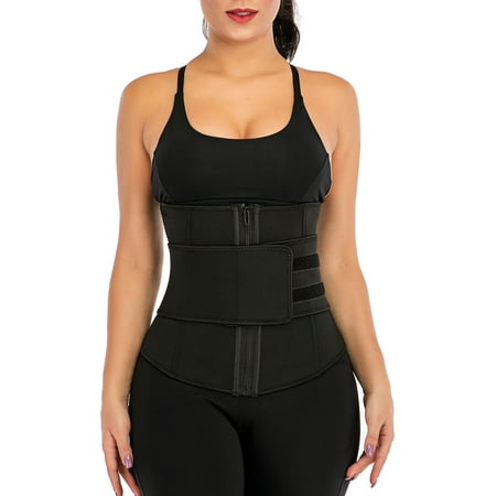 

LELINTA Women s Waist Cincher Neoprene Zipper High Compression Waist Trainer Corset for Weight Loss Body Shaper Sauna Belt/Size S-3XL/Black/Gray/Rose Red