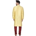 thumbnail image 2 of SKAVIJ Kurta Pyjama for Men 2-Piece Indian Traditional Party Dress Gold XL, 2 of 6