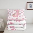 thumbnail image 5 of Manfei Kawaii Monogram J Full Size Comforter Sets,Ribbon Bow Dessert Bedding Comforter Set,Pink,Pink Reversible,3-Piece,1 Comforter and 2 Pillowcases, 5 of 7