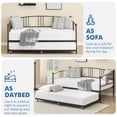 thumbnail image 6 of Faitaliicy Metal Daybed With Trundle Twin Size Daybed With Pullout Trundle Built-in 6 Casters Multifunctional Sofa Bed With Steel Slat Support For Living Guest Room No Box Spring Needed, 6 of 9