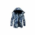 thumbnail image 1 of Abbraccia Abrigo acolchado para hombre, doble forro grueso, ropa de trabajo invierno, capucha desmontable, resistente al frío, 1 of 6