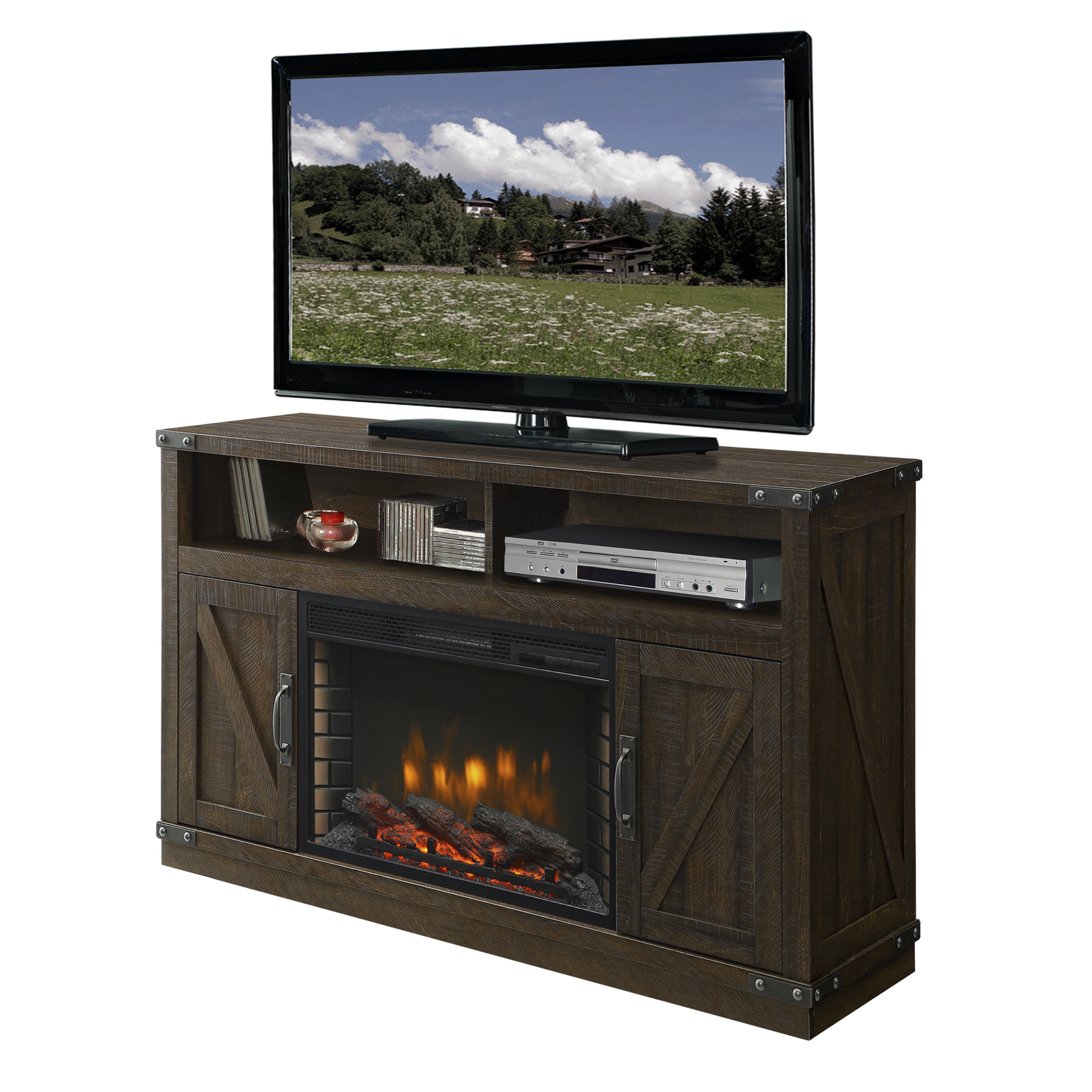 Muskoka Aberfoyle 53 in. Freestanding Wood Media Electric Fireplace Rustic Brown Sansujyuku sansujyuku.com